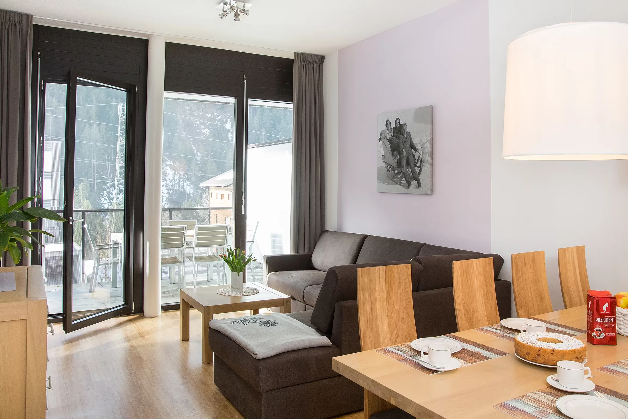 Wohnbereich von Apartment 207 im Gastauer in St. Gallenkirch