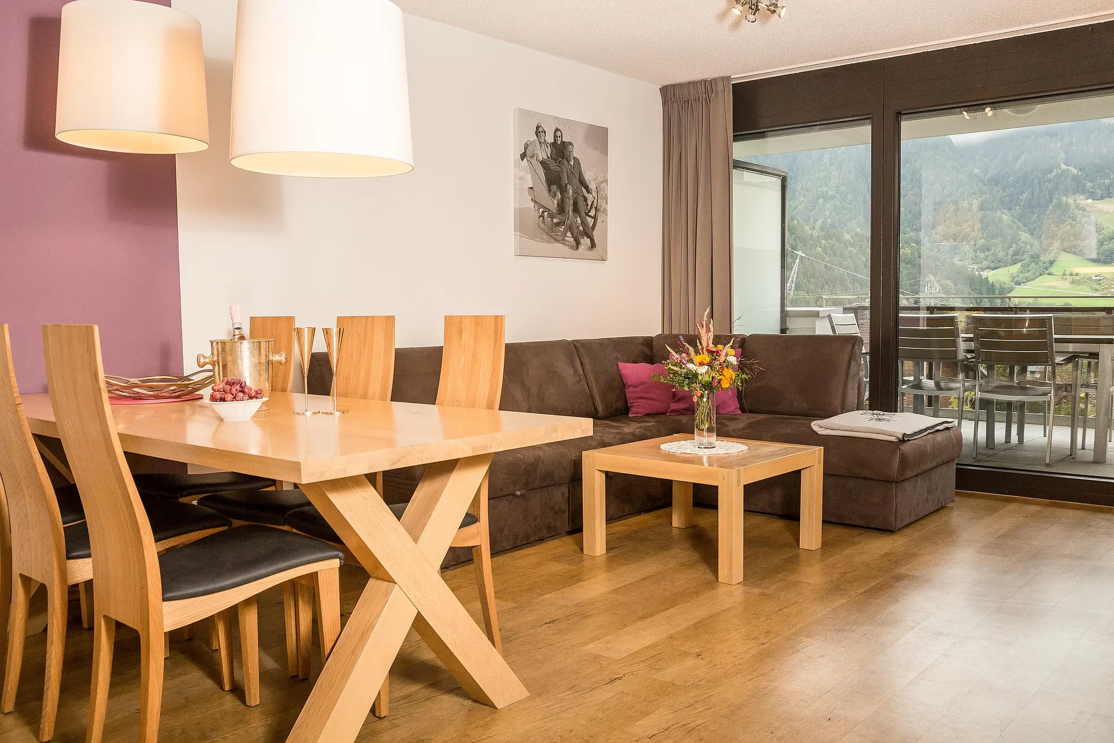 Wohnbereich von Apartment 212 im Gastauer in St. Gallenkirch